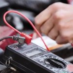 car battery checking with a multimeter
