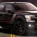 modified black pickup truck